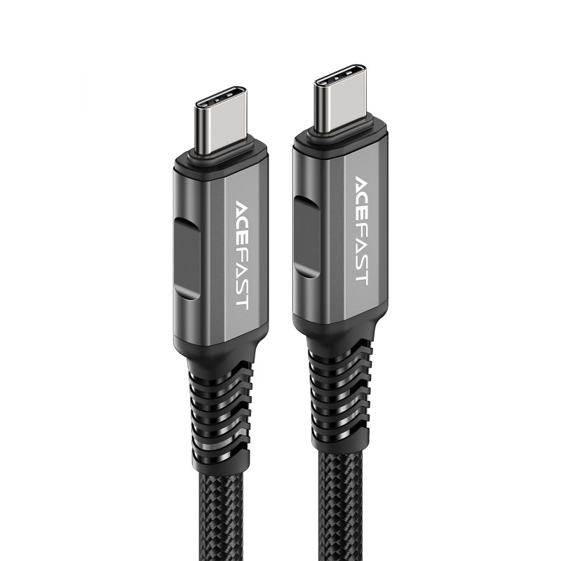 Acefast C1-09 USB-C to USB-C aluminum alloy audio/video transmission full-featured data cable,black-gray