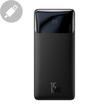 Baseus Bipow power bank with display 30000mAh 15W black (Overseas Edition) + USB-A - Micro USB cable 0.25m black (PPBD050201)