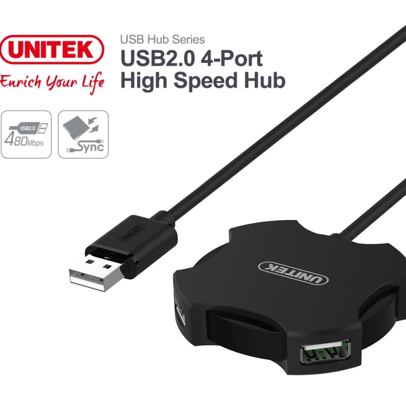 Unitek Y-2178 USB2.0 4-Port Hub with 30cm cable