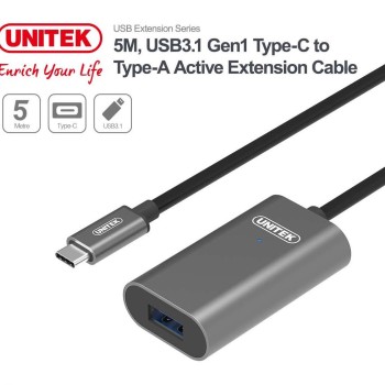 Unitek U304A USB3.1 USB-C Male to USB-A Female Active Extension Cable 5m