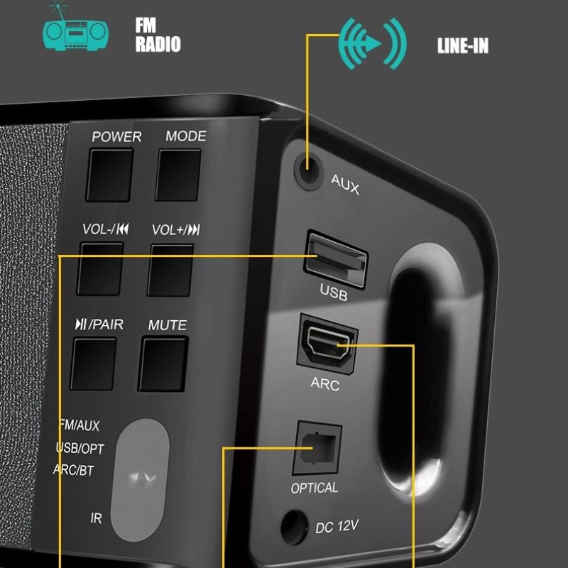 SonicGear BT-5500 160W Soundbar with Wireless SubWoofer BT-USB-FM-HDMI