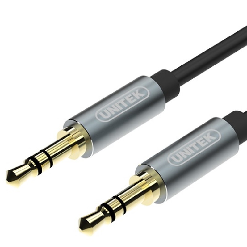 Unitek Y-C930ABK 3.5mm to 3.5mm Audio Cable 5.0m Gold Plated Black/Grey