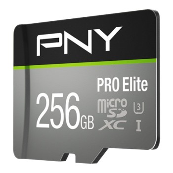 PNY Flash Memory MicroSDXC Card Elite Pro 256GB Class 10 UHS-I U3 V30 with SD Adapter