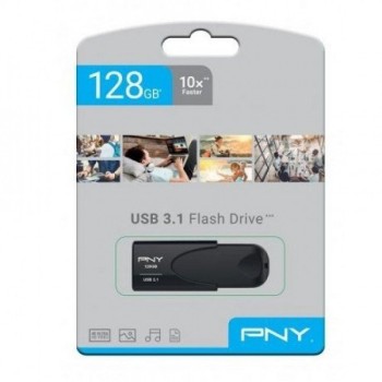 PNY Flash Drive Attache 4 USB 3.1 Stick 128GB Capless Slider Black FD128ATT431KK