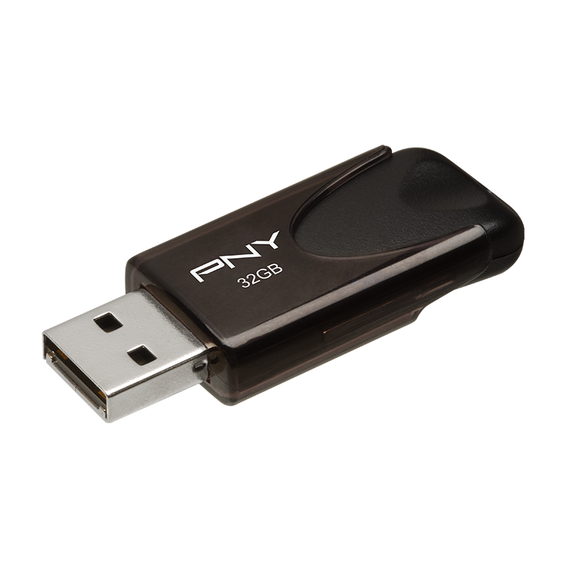 PNY Flash Drive Attache 4 USB 2.0 Stick 32GB Capless Slider Black FD32GATT4