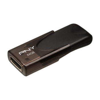 PNY Flash Drive Attache 4 USB 2.0 Stick 64GB Capless Slider Black FD64GATT4 PNY Flash Drive Attache 4 USB 2.0 Stick 64GB Capless Slider Black FD64GATT4