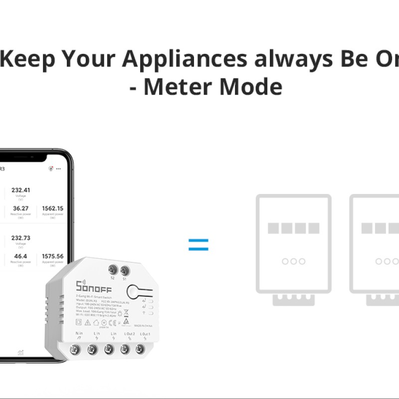 Sonoff Dual R3 Dual Relay-Power Metering Wifi Smart Switch