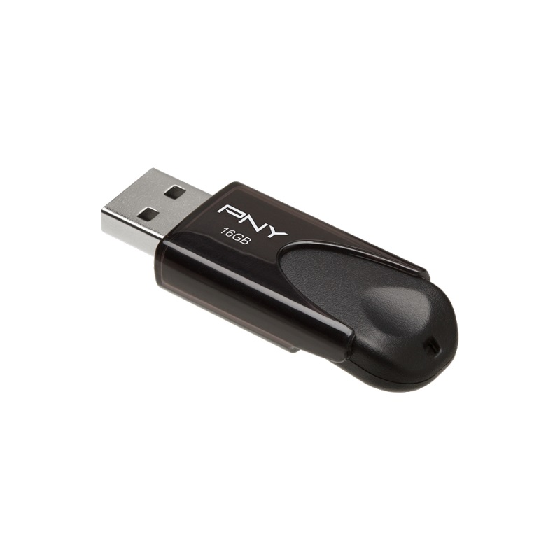 PNY Flash Drive Attache 4 USB 2.0 Stick 16GB Capless Slider Black FD16GATT4