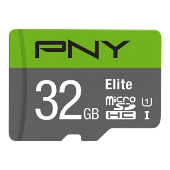 PNY Flash Memory MicroSD Card Elite with SD Adapter 32GB Class 10 UHS-I U1