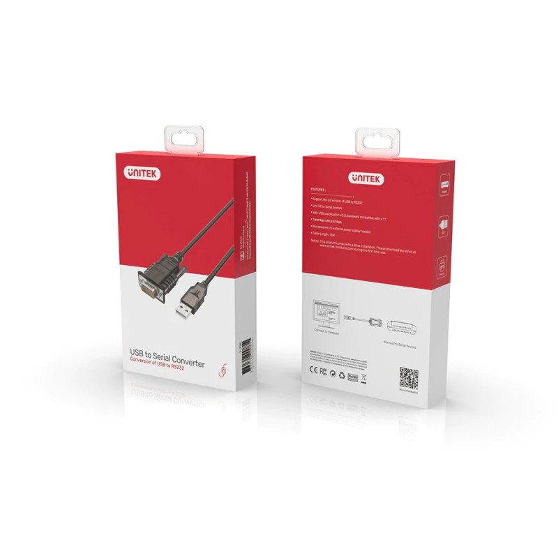Unitek Converter USB-A 2.0 to Serial RS232 1.5m Y-108