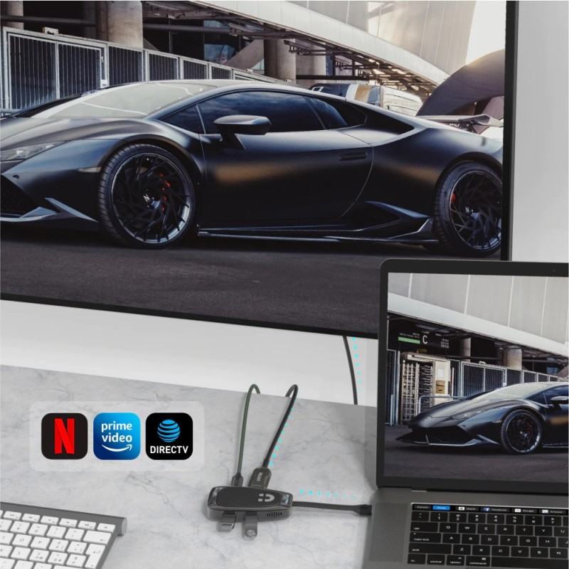 Unitek D1053A USB-C 3.2 Gen2 Hub 10Gbps, 4K60Hz HDMI, 100W PD & Leather Lanyard