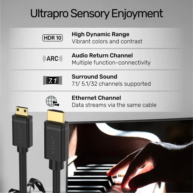 Unitek HC Micro HDMI to HDMI Cable 2.0m Y-C182