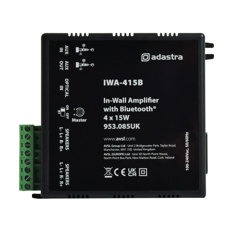 Adastra IWA415B In-Wall Bluetooth Amp 4x15W@4ohm 953.085UK