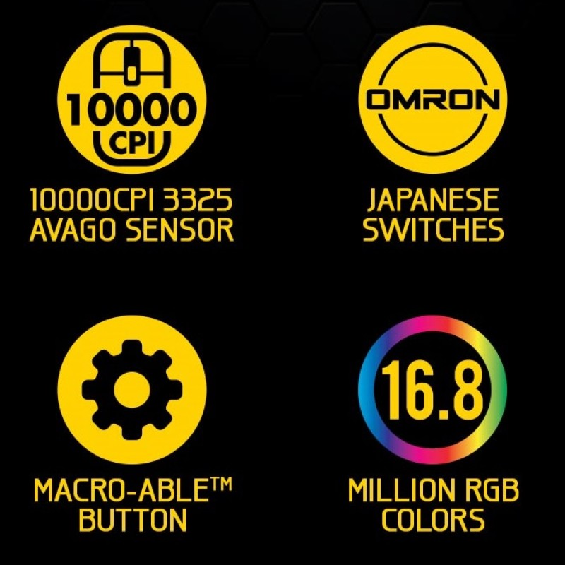 Armaggeddon Falcon 3 Pro-Gaming Mouse 10000CPI Macro-Able RGB