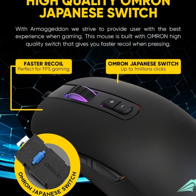 Armaggeddon Falcon 3 Pro-Gaming Mouse 10000CPI Macro-Able RGB