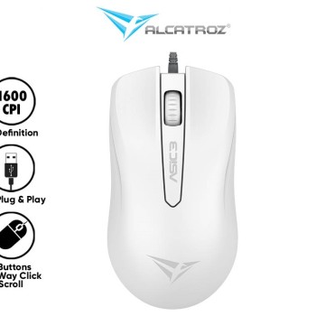 Alcatroz ASIC 3 Wired Mouse White Blister