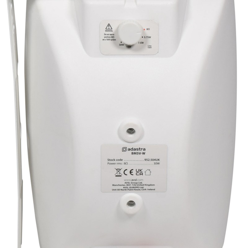 Adastra BM5V-W 100V Onwall Indoor Speaker 5.25'' 30W White 952.504UK
