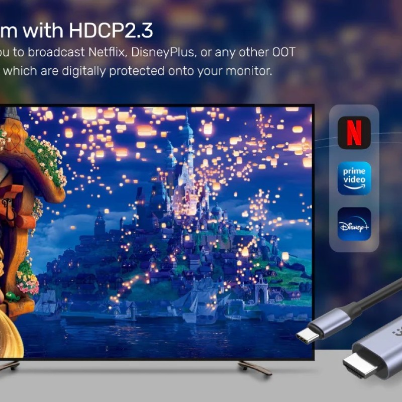 Unitek Converter USB-C to HDMI Cable 8K60Hz 1.8m V1423B