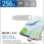 PNY Flash Drive Duo Link USB 3.2 Dual Connector OTG Capless Swivel 256GB Black FDI256DULINKTYC