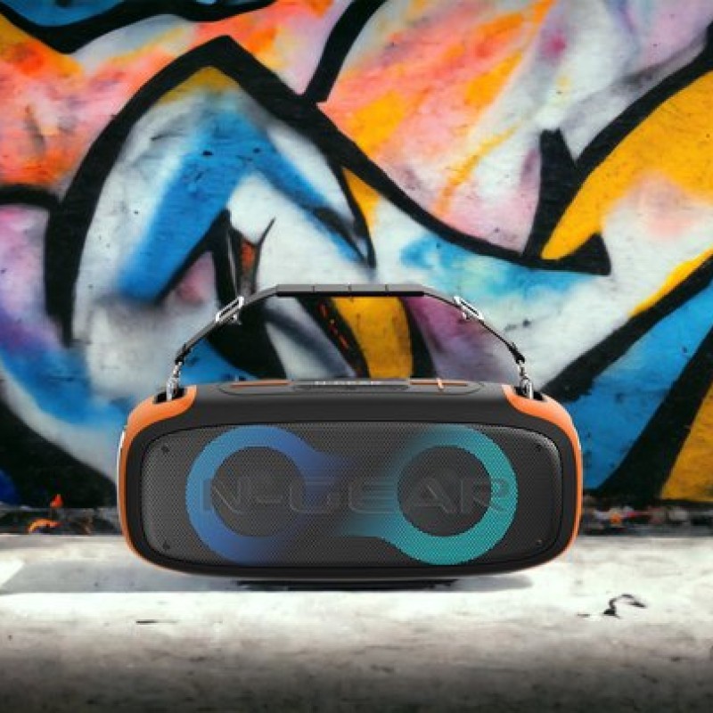 N-Gear LETS GO PARTY BLAZOOKA 830 Portable Speaker with 1x Wireless Mic RGB Lights BT & USB