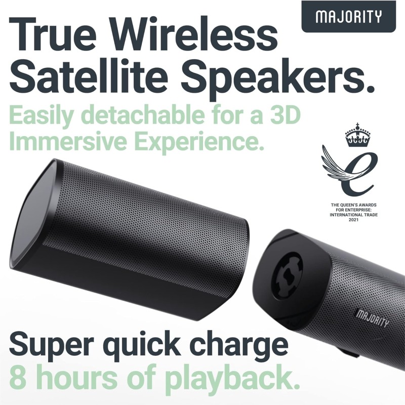 Majority EVEREST 5.1 Soundbar 300W with Detachable Wireless Satellite Speakers & Wireless Subwoofer