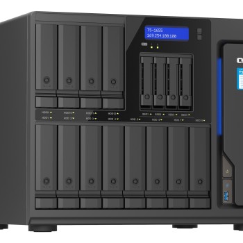 QNAP NAS 16-Bay Tower Intel Eight-Core, 8GB RAM, Triple PCIe Slots, Dual 2.5GbE Ports & SSD Caching TS-1655