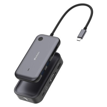 Verbatim Share My Screen WDA-01 USB-C to HDMI/VGA Wireless Display Adapter 1080P with 2x USB-A Hub & Card Reader
