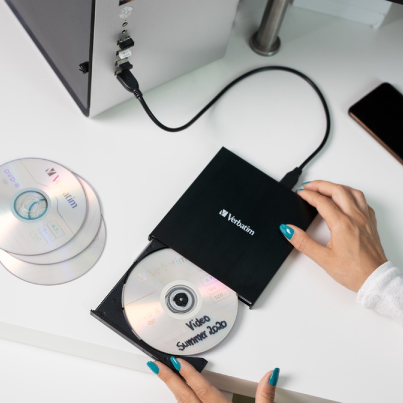 Verbatim External Slimline CD/DVD Writer USB 2.0 Black