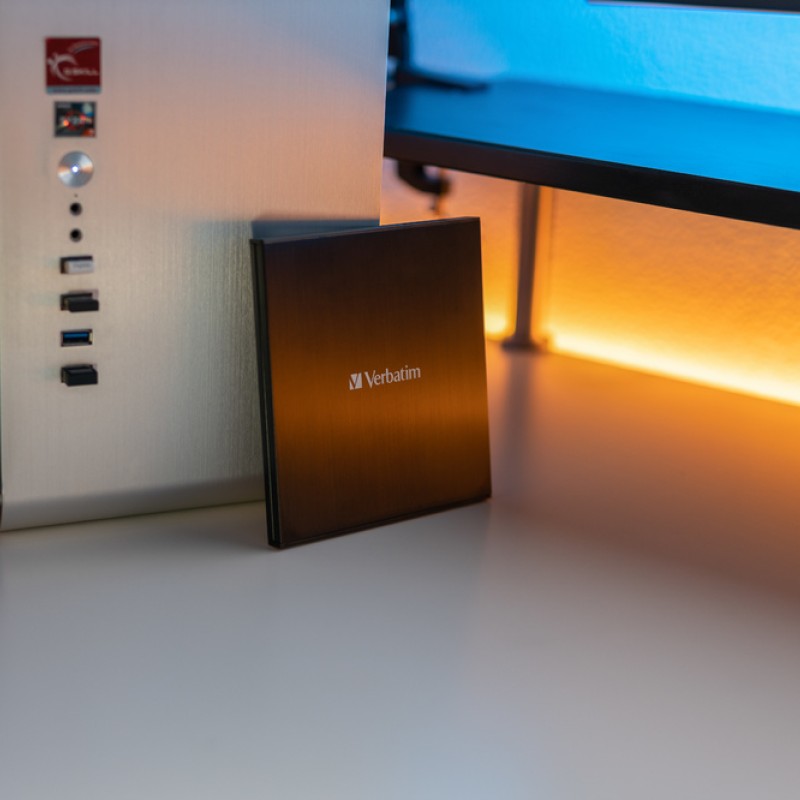 Verbatim External Slimline CD/DVD Writer USB 3.2 USB-C Black