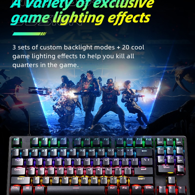 Thunderobot KG3089R Black Mechanical Gaming Keyboard 89 Red Switch Keys