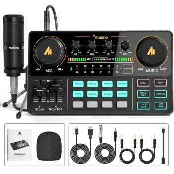 Maono AM200S1 Streaming Audio Mixer Console with Microphone Bundle