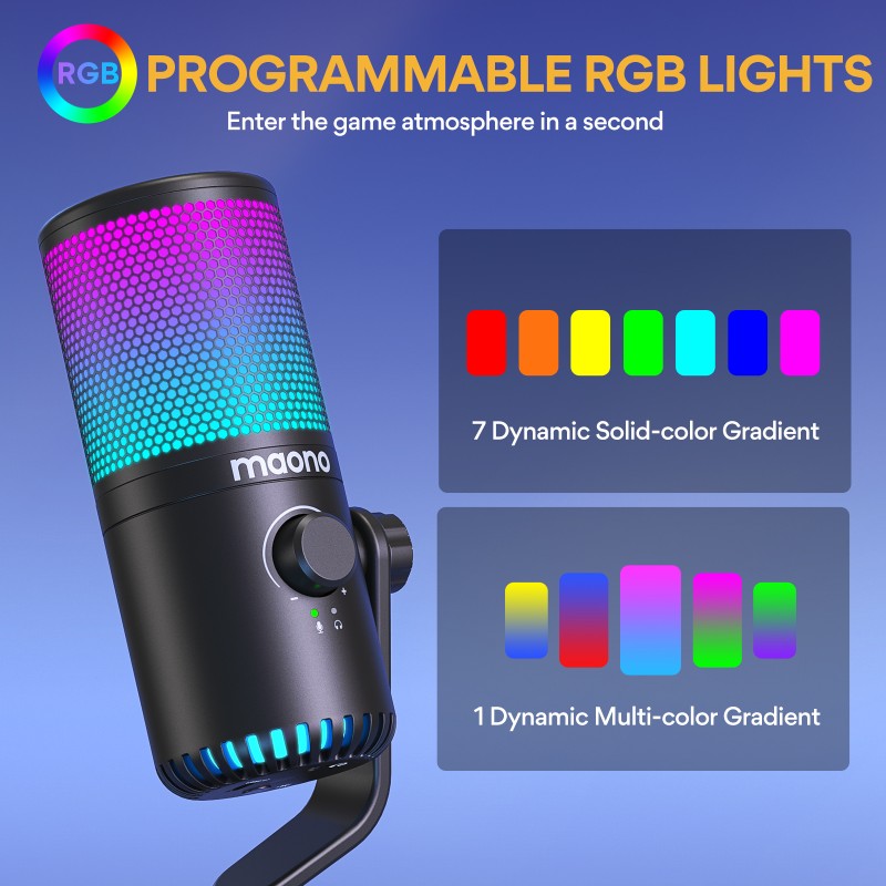Maono DM30RGB Desktop Condenser Microphone with Controllable Lights