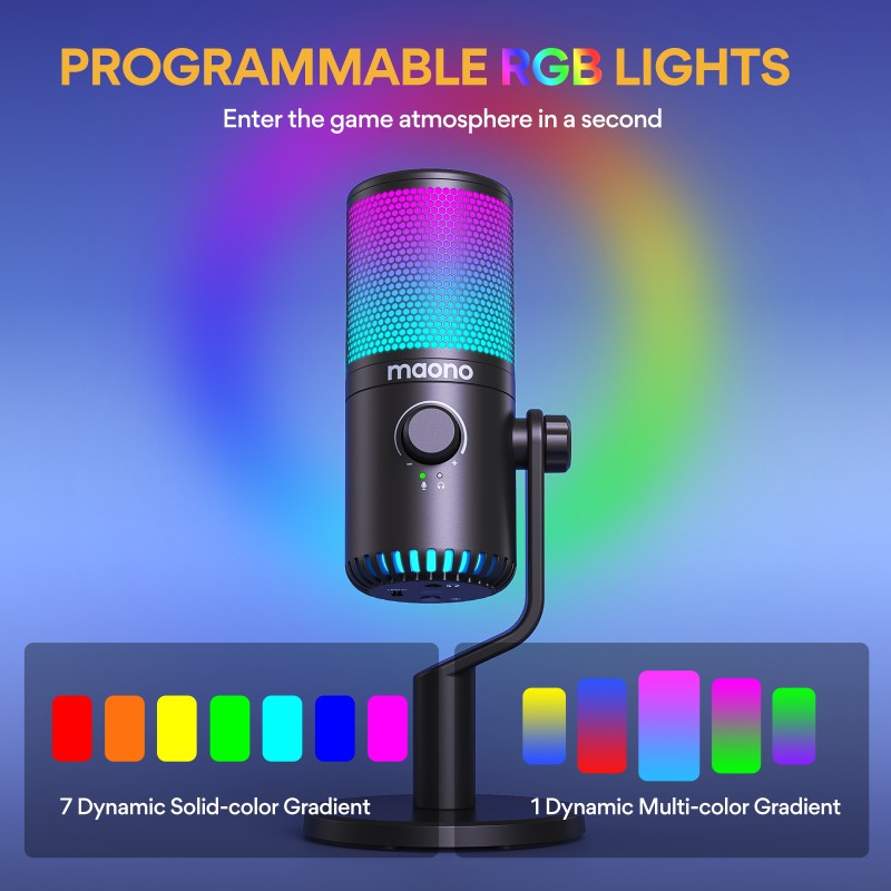 Maono DM30RGB Desktop Condenser Microphone with Controllable Lights