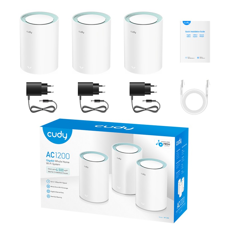 Cudy Whole Home Mesh AC1200 Dual Band Gigabit Wi-Fi 3-Pack M1300