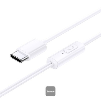 Baseus Earphones Wired Type C Encok CZ11 White Baseus Earphones Wired Type C Encok CZ11 White