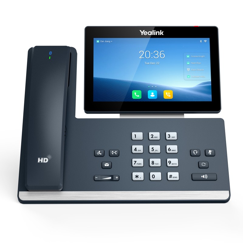 Yealink IP Phone Desktop PoE 7'' Gigabit, Android, Color TouchScreen, Cordless Handset, Expansion, B/T & Wi-Fi T58W Pro
