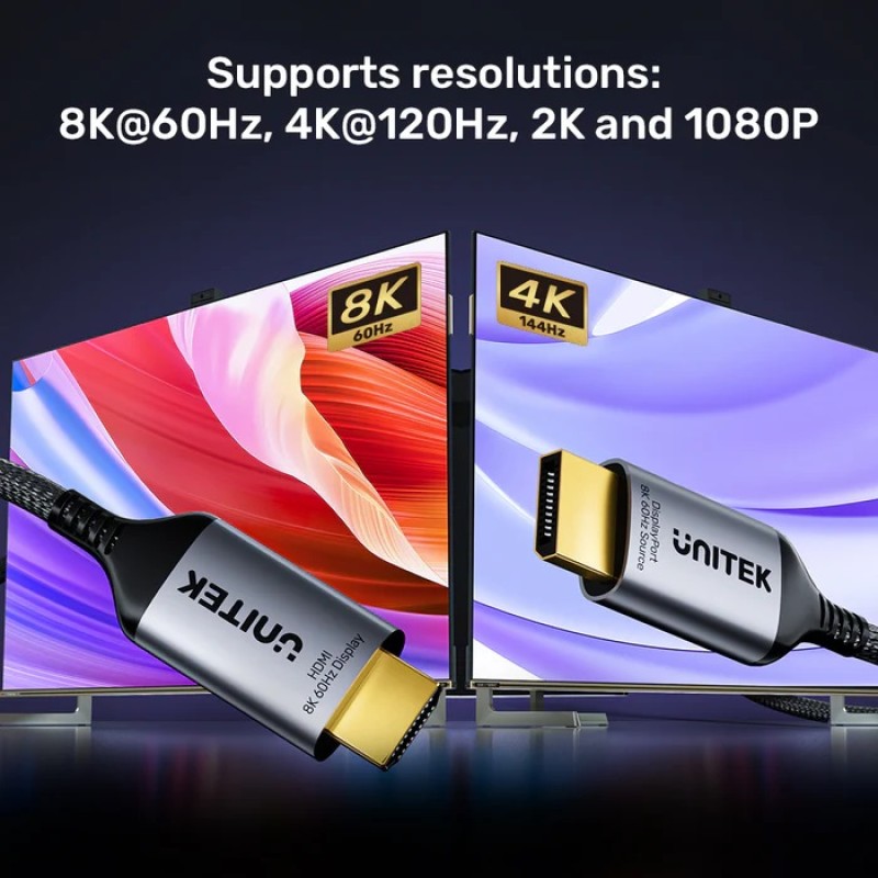 Unitek DisplayPort 1.4 to HDMI 2.1 Cable 8K60Hz 1.8m V1610A02