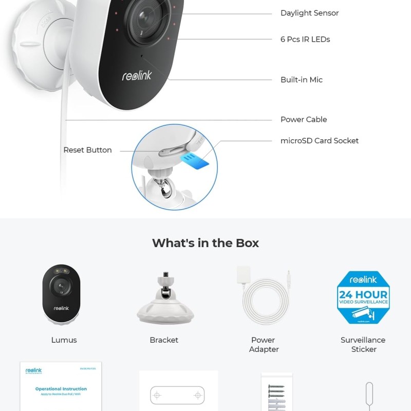 Reolink WIFI Outdoor Camera 4MP LUMUS