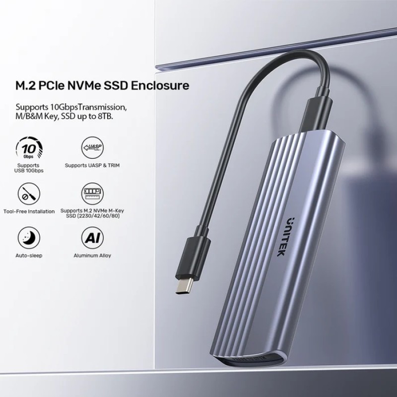 Unitek USB-C NVME/PCIe Enclosure 10Gbps S1241B