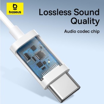 Baseus Earphones Wired Type C Encok CZ17 White Baseus Earphones Wired Type C Encok CZ17 White