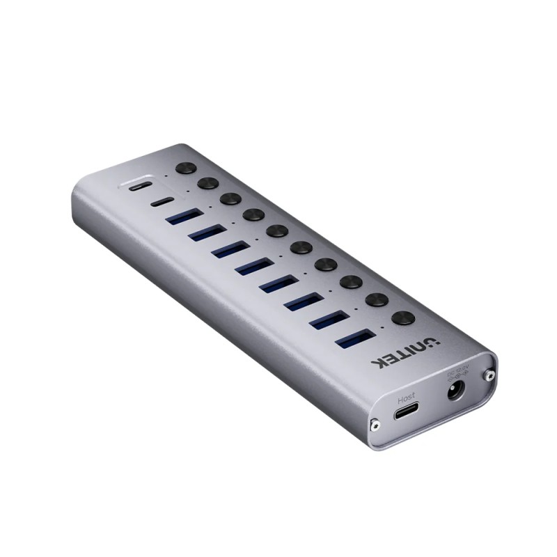 Unitek USB-C Hub 8xUSB-A Power Switch 2xUSB-C 12V3A H1315B
