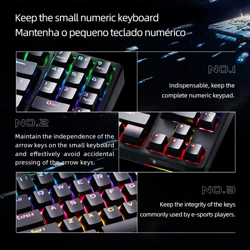 Thunderobot KG3089R White Mechanical Gaming Keyboard 89 Red Switch Keys