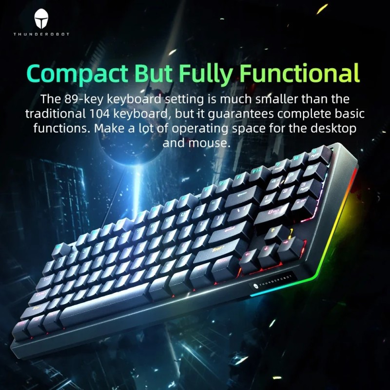 Thunderobot KG3089R White Mechanical Gaming Keyboard 89 Red Switch Keys