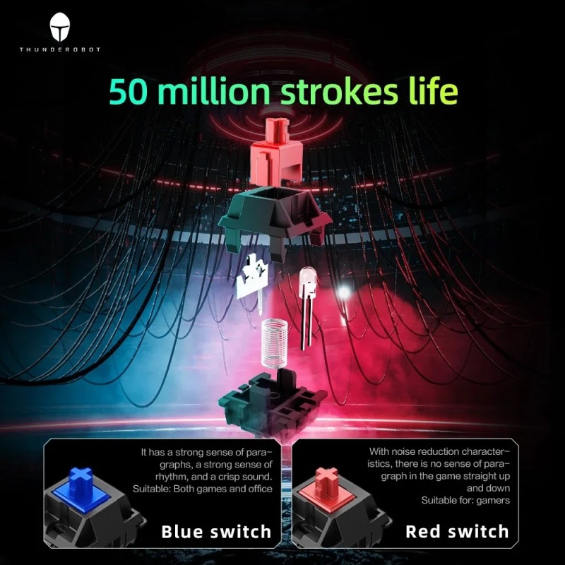 Thunderobot KG3089R White Mechanical Gaming Keyboard 89 Red Switch Keys