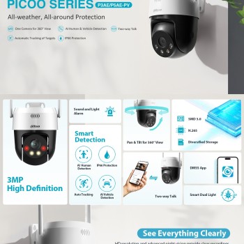 Dahua IP 5.0MP 4.0mm Wifi PT Dome Dual Illumination SD-P5AE-PV