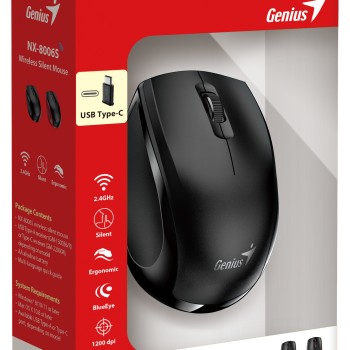 Genius Mouse Wireless Silent USB-C Receiver NX-8006S Black
