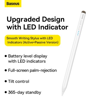 Baseus IT Stylus Active/Passive USB-C with LED Indicators White