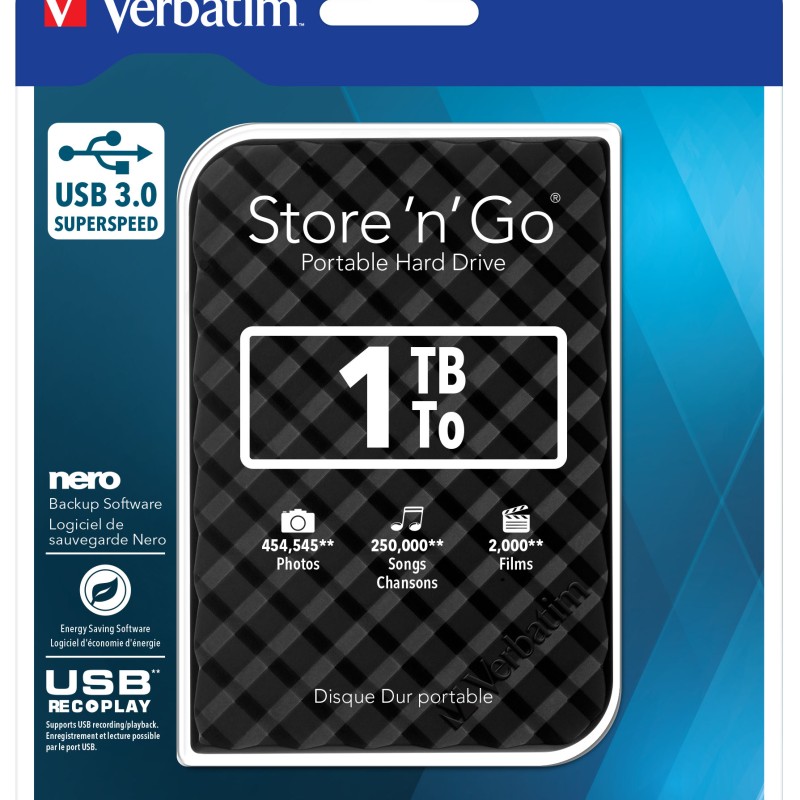 Verbatim HDD External STORE'N'GO 2.5'' USB3.0 Slim 1TB Black