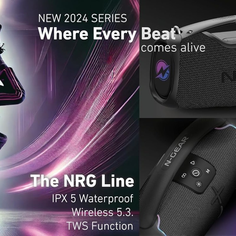 N-Gear NRG500 Portable Karaoke Outdoor Speaker 1xWireless Mic