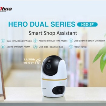 Dahua IP Indoor 3.0MP Wifi PT Dome Dual Lens H3D-3F
